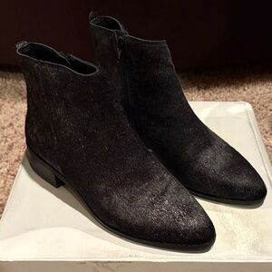 Lucky Brand Cow Hair Elegant Black Ankle Boots